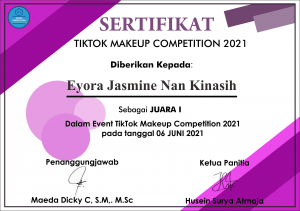 Sertifikat Eyora Universitas Amikom Purwokerto, Jawa Tengah, Indonesia.